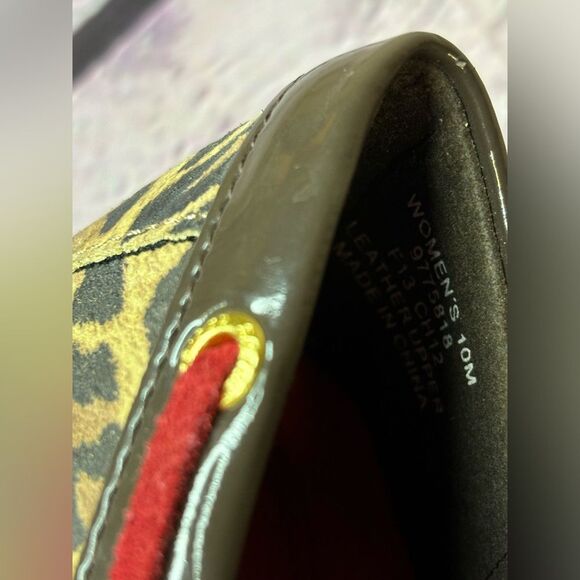 Sperry Laurel Classic Dark Brown Leopard Red Tassel Preppy Leather Shoes Size 10 - Picture 9 of 11